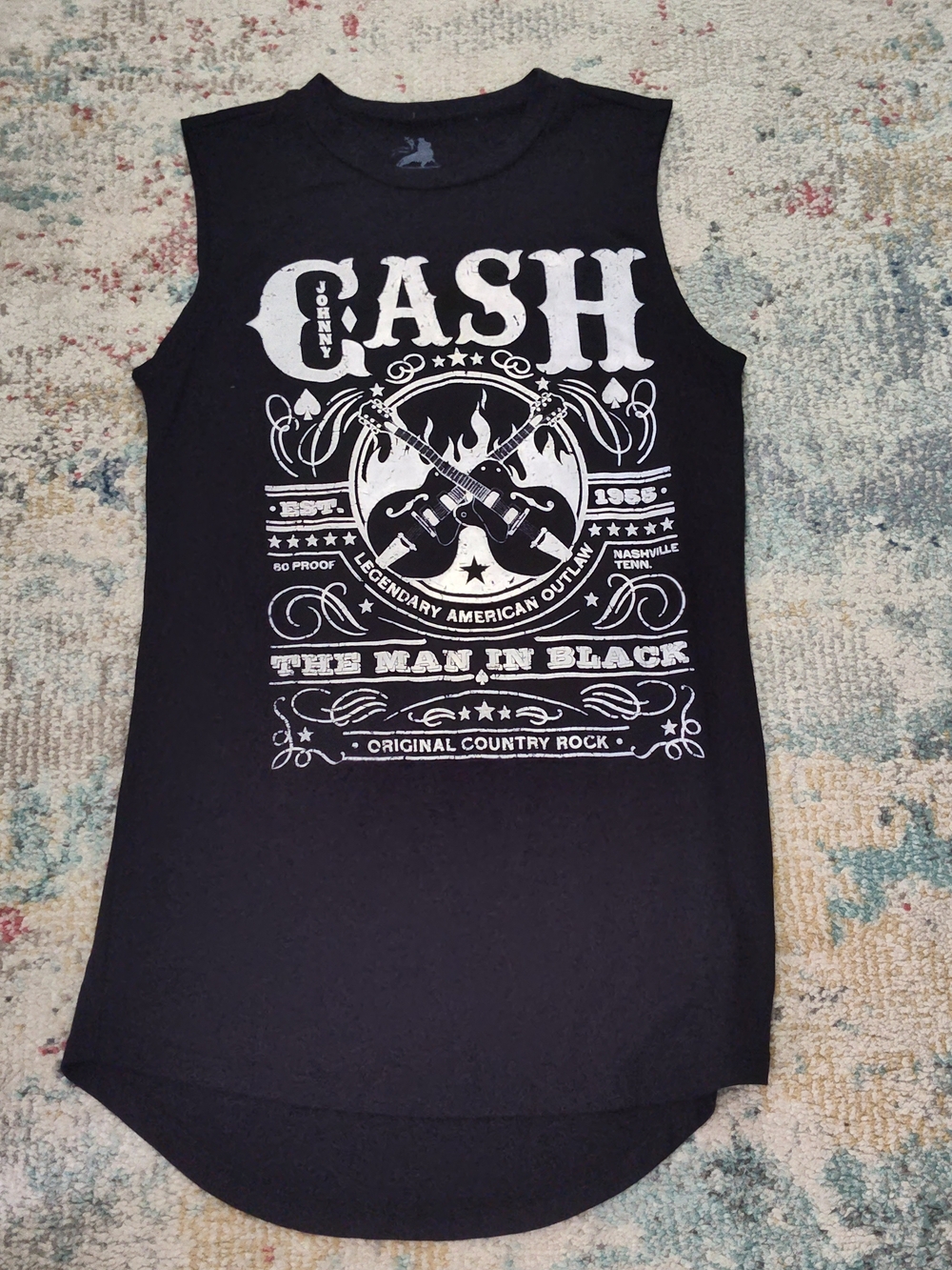 Zion Rootswear Black Tank Top with White Johnny Cash Graphic
